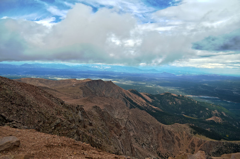 View for miles at one of the pull-offs while driving up the Pikes Peak Highway