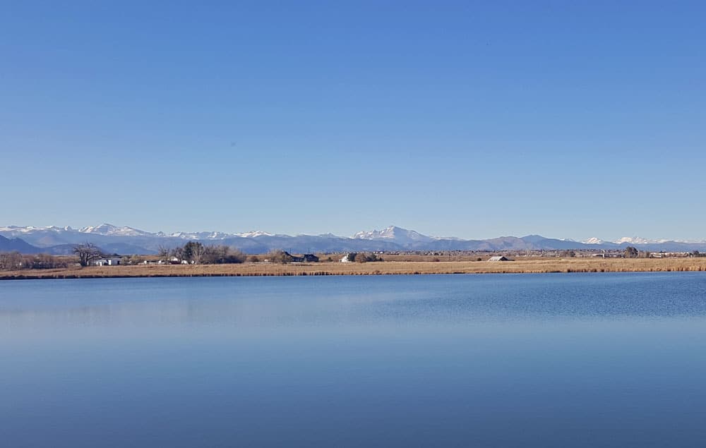 View of the Rocky Mountains across from Stearns Lake.