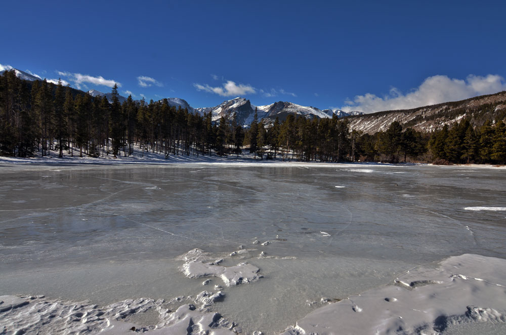 Bierstadt Lake frozen in winter