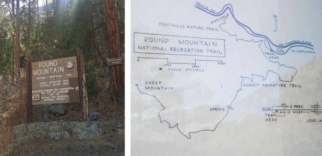 Hand drawn map of the trail system at Round Mountain
