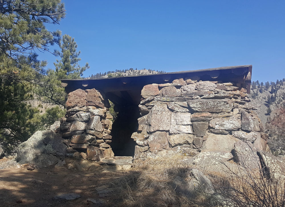Stone shelter overlooking Big Thompson Canyon at Round Mountain