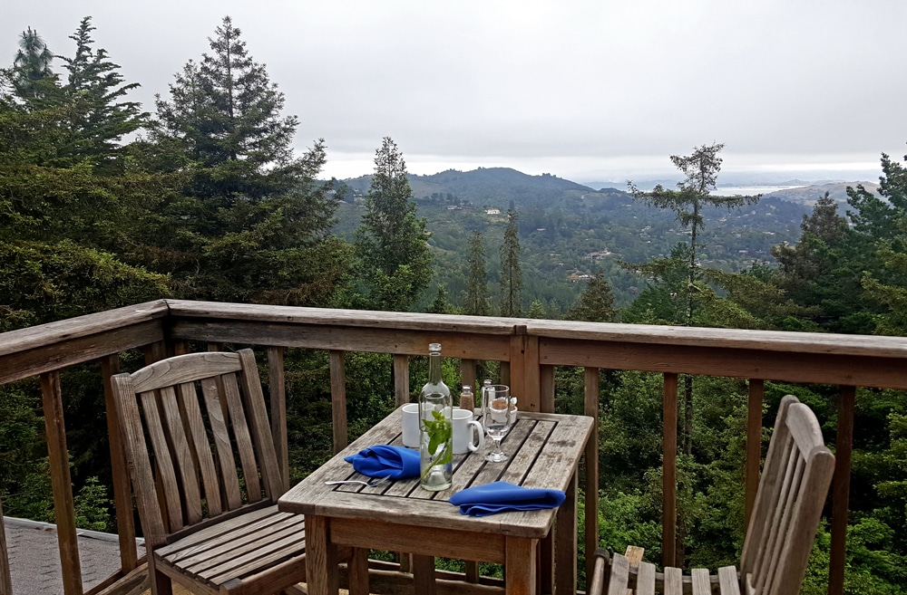 View on our porch for breakfast at Mountain Home Inn near San Francisco