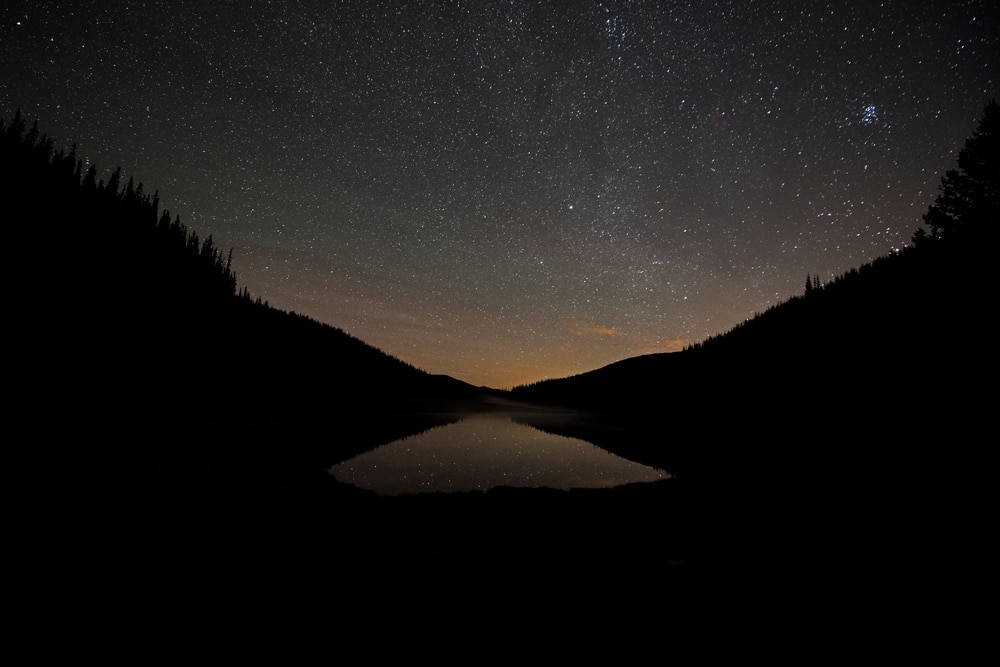 Stargazing in rocky mountain national park near a lake