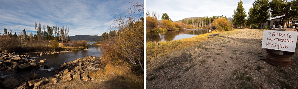 The river and trail near Colorado Cabin Adventures that leads you Shadow Mountain Lake