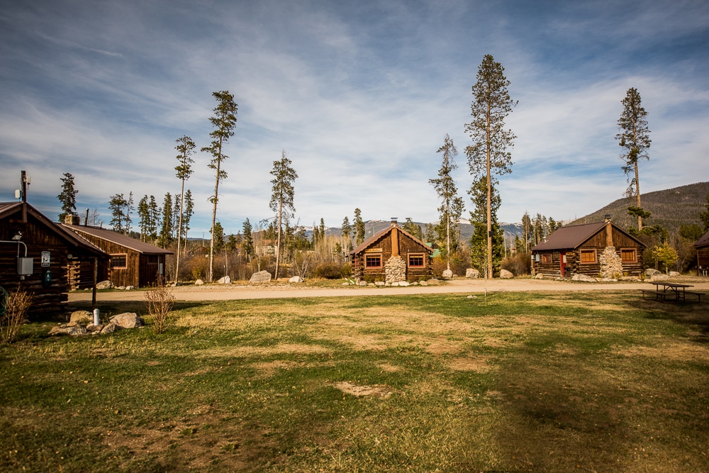Showing the lawn and spacing of the cabins for this wonderful Grand Lake Cabin Rental