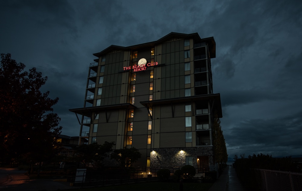 The outside of the Beach Club Resort in Parksville