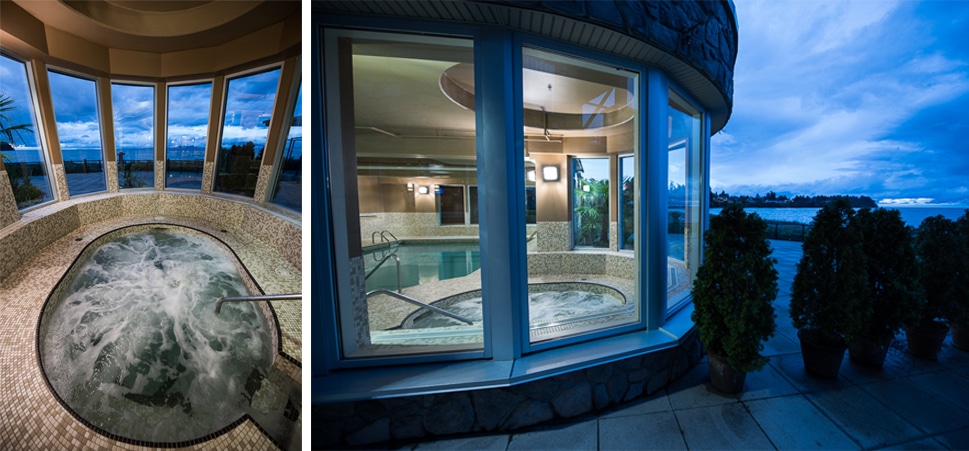 The Beach Club Resort in Parksville Spa with panoramic ocean view windows