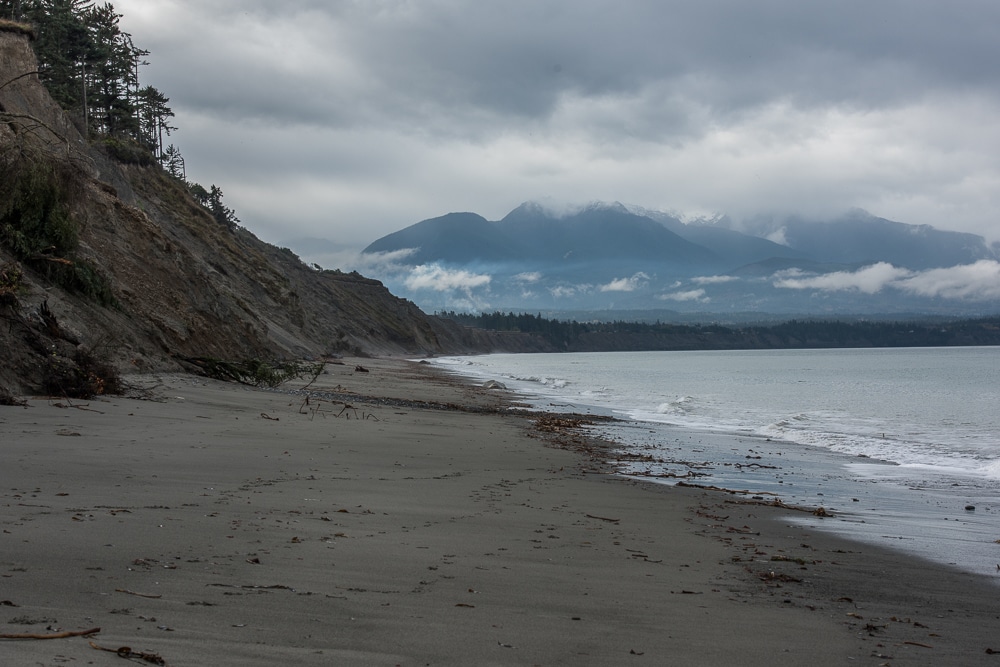 Beach shoreline in the Dungeness Recreation Area in Port Angeles, Washington