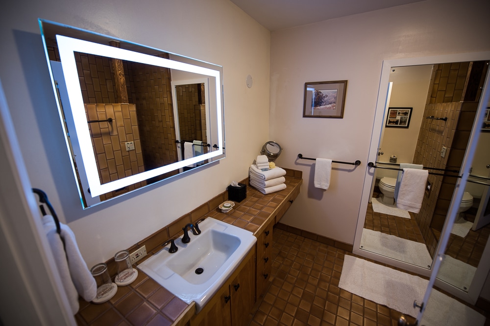 The very large and well lit bathroom in the Hoh Rainforest Suite at Domaine Madeleine