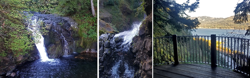 Various photos from Upper Multnomah Falls and the Columbia River Gorge from the Upper Multnomah Falls viewing deck