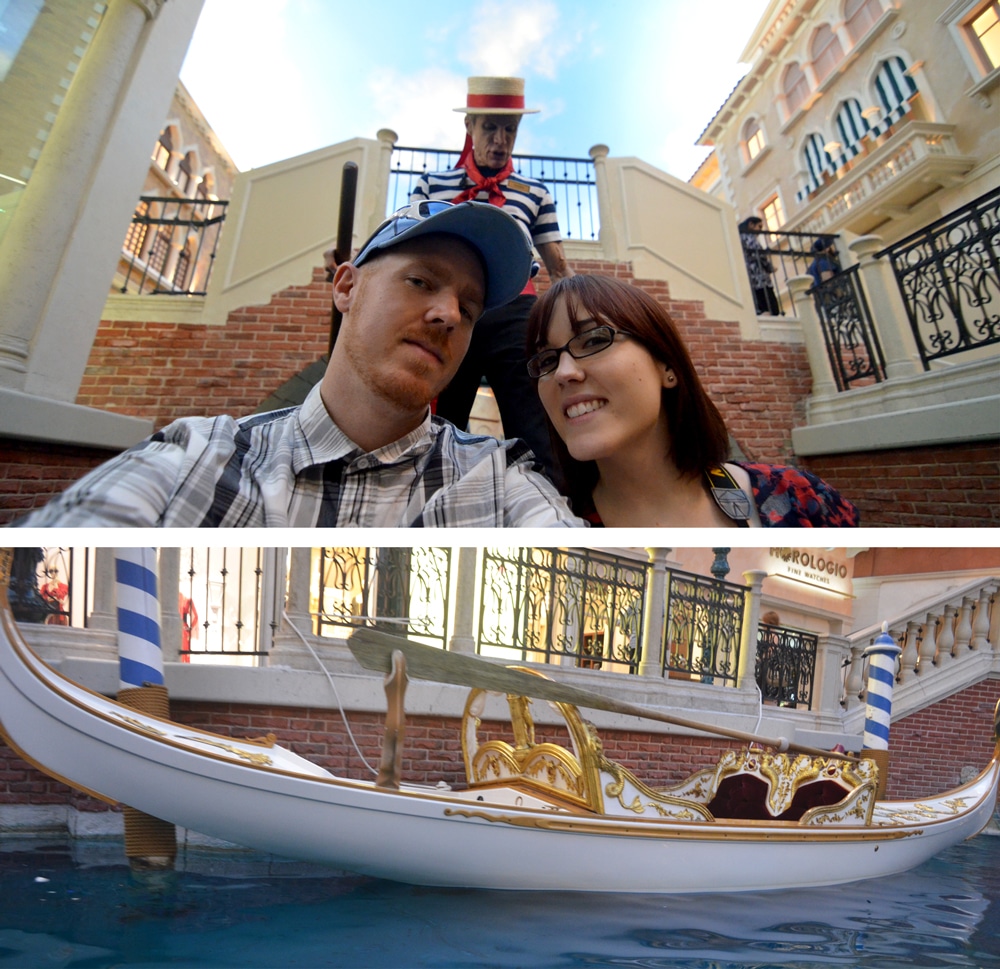 Brooke and Buddy on the Gondola ride - las vegas for non-gamblers