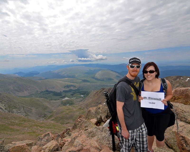 Brooke and Buddy at the Summit of mt. bierstadt in Colorado