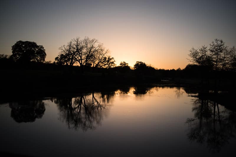 Sunset at by the river RV Park in texas