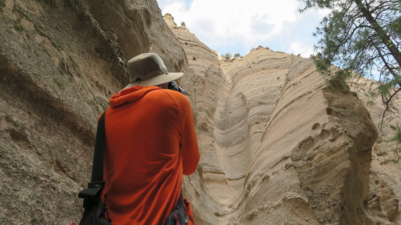 Buddy taking photos in tent rocks national monument
