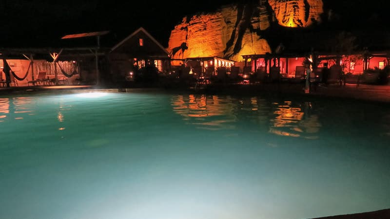 The larger pool at Ojo Caliente at night