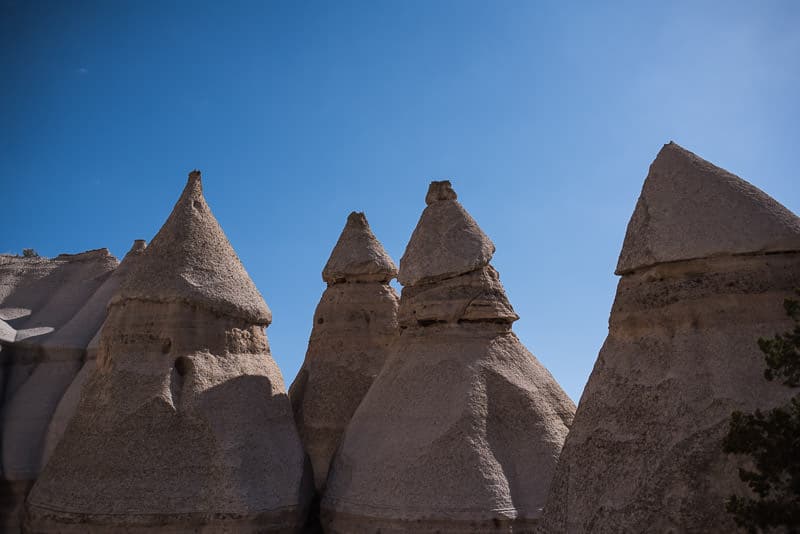 The top of some of the tent rocks with a blue sky