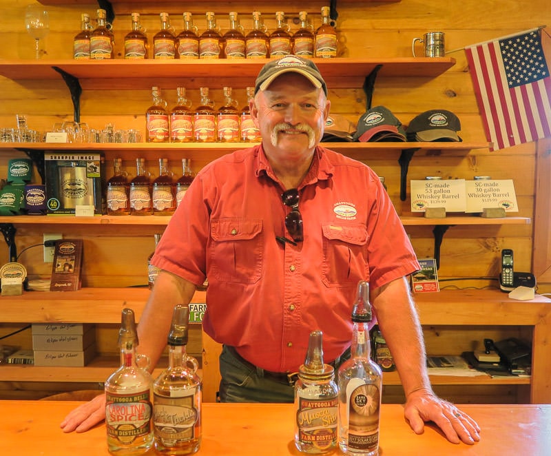 Ed and some brandy, whiskey and vodka he made at this great South Carolina Distillery