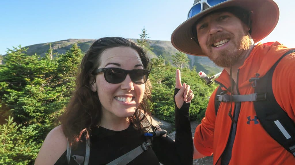 Selfie before we started our hike up the rock gully