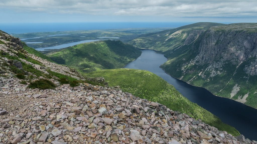 Fjord view from the top section of Gros Morne Mountain