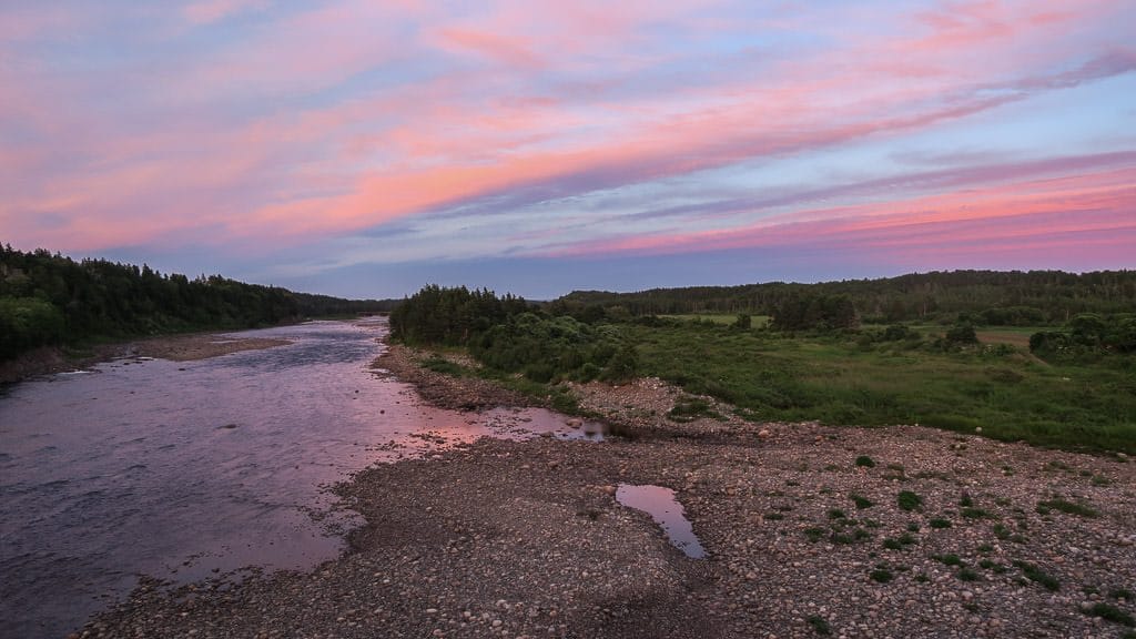 Sunset on Robinson's River near Pirate's Haven in Newfoundland
