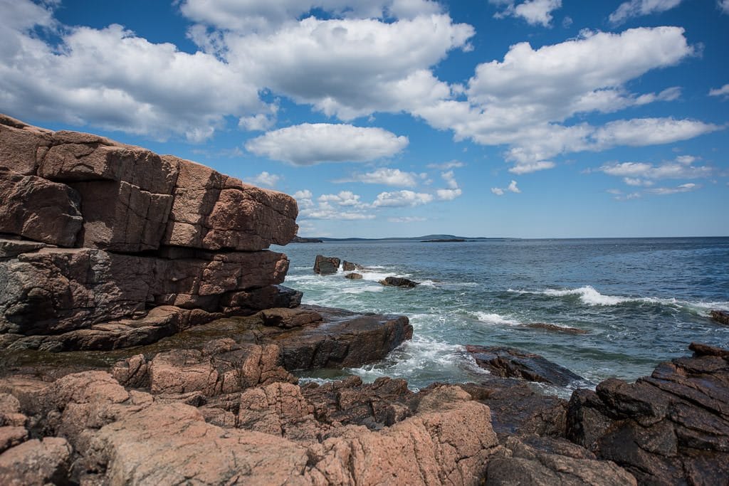 Pink Granite cliffs on the Great Head Trail Hike