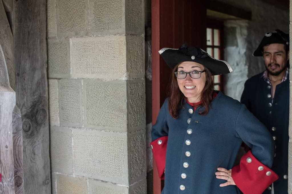 Brooke all dressed up and ready to fire a cannon at Fortress of Louisbourg