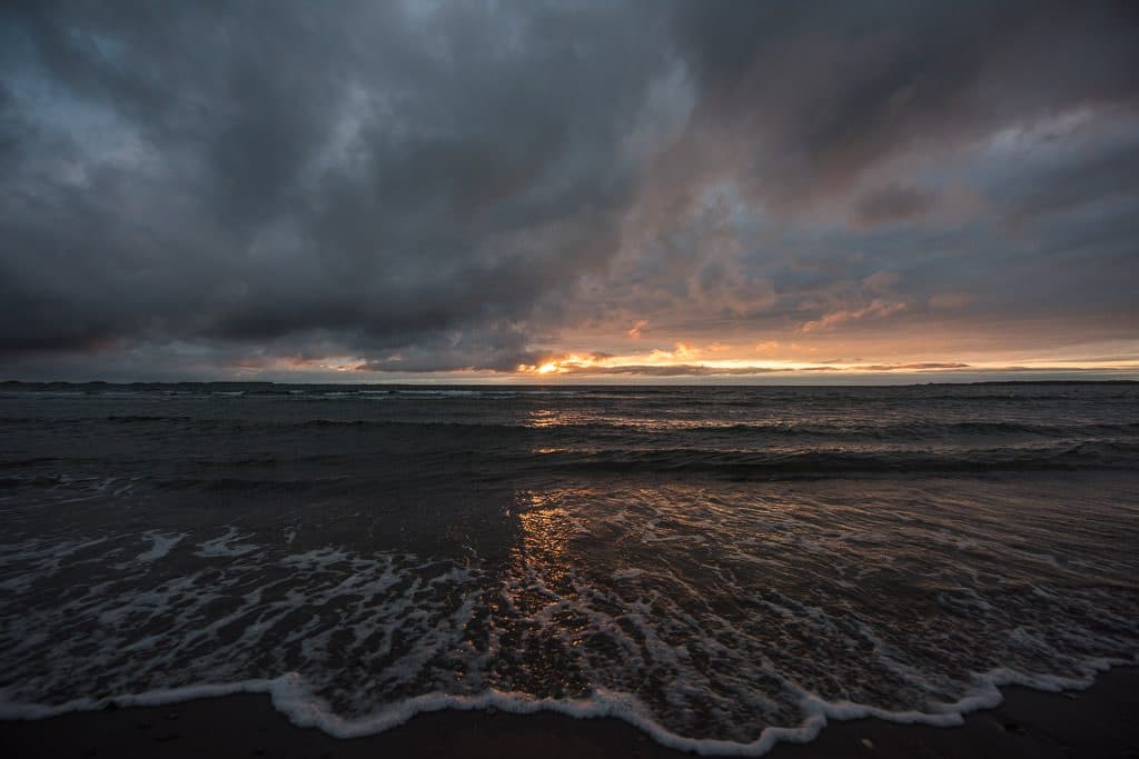 Sun setting over Shallow Bay