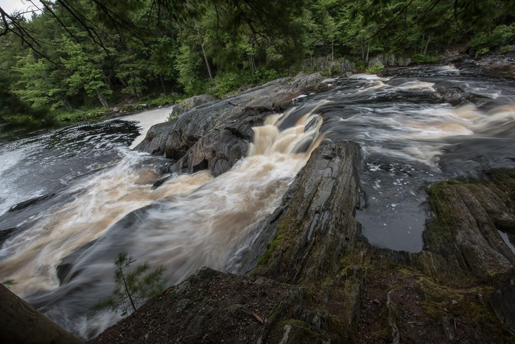 Mill Falls flowing through rocks near the exit of kejimkujik national park