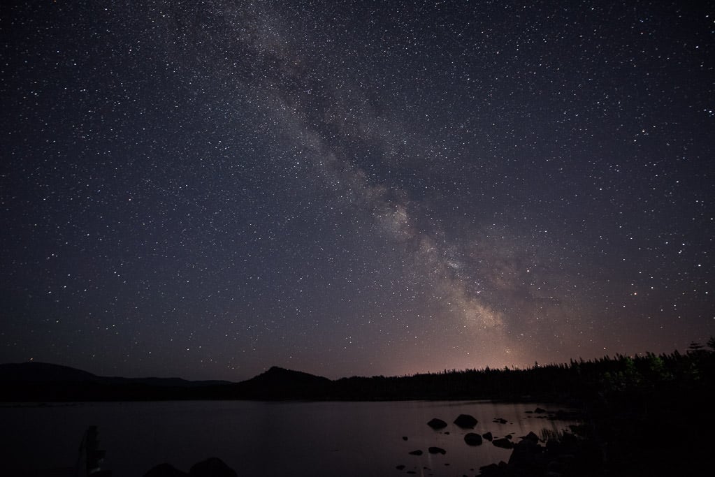 Milky Way over Berry Hill Pond on a dark night while staying at the Berry Hill Campground