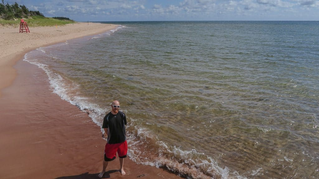 Buddy standing in the 'Singing Sand' at Basin Head Provincial Park