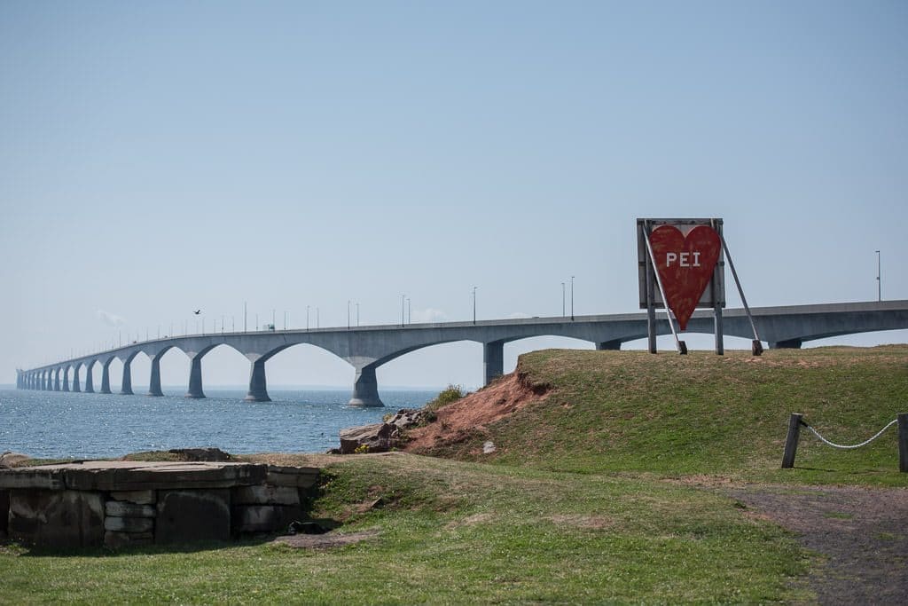 8-Mile bridge and heart sign with PEI on it before leaving the island