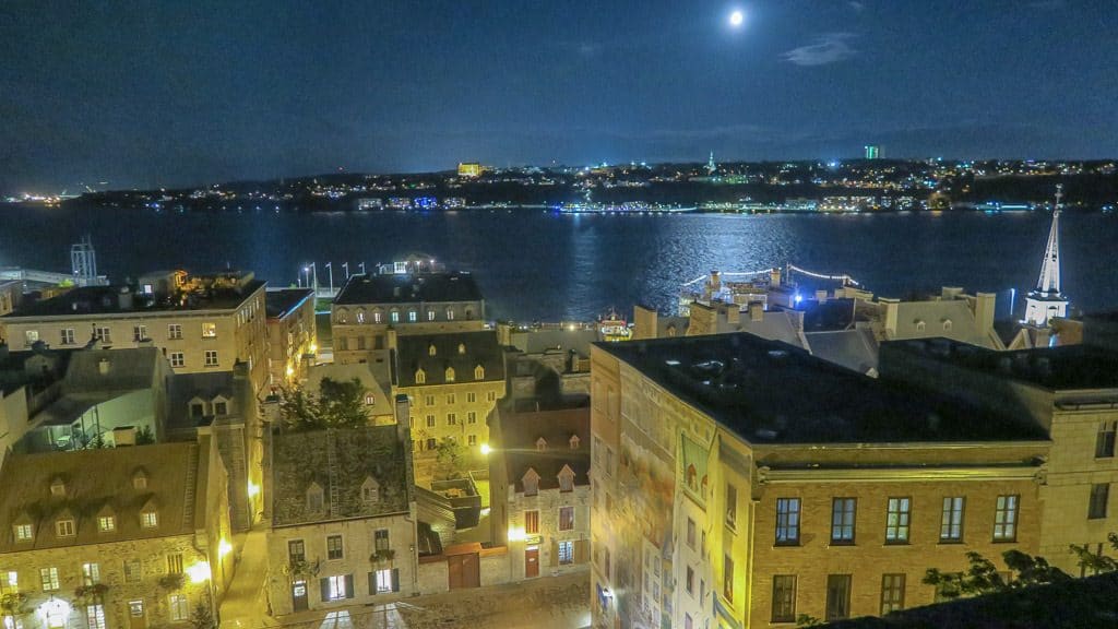 Looking out over the St. Lawrence River in Quebec City at Night