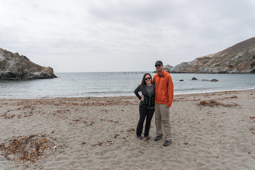 Brooke and Buddy on the very secluded beach during our tour of the Interior of Catalina Island