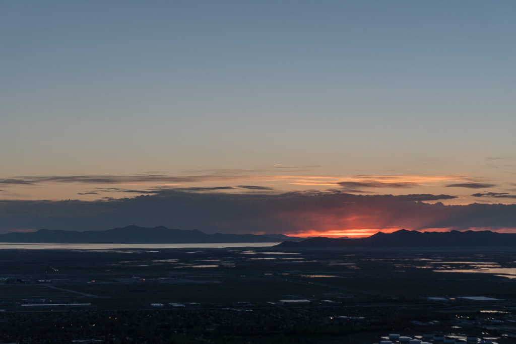 Sun setting over the Great Salt Lake from Ensign Hill