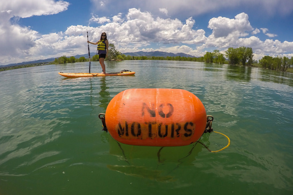 No Motors Bouy on Standley Lake, showing an area boats aren't allowed