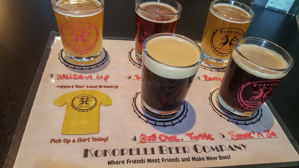 Beer tasting flight from Kokopelli Beer Company