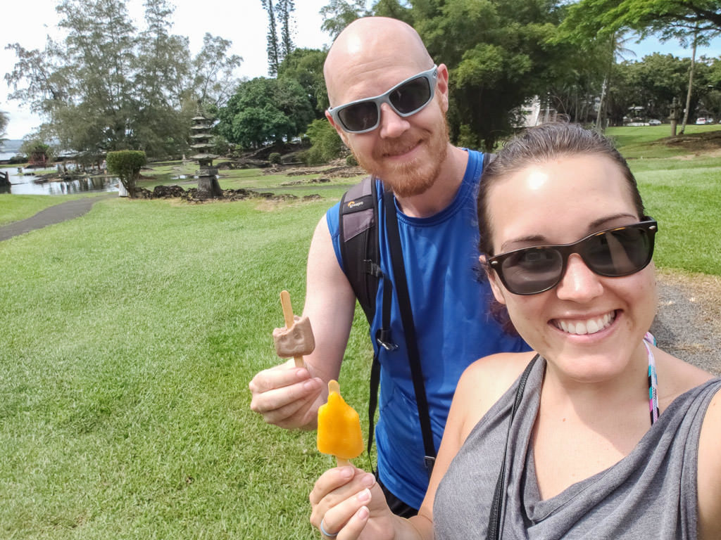 eating popsicles at Liliuokalani Park - things to do in hilo hawaii on the big island