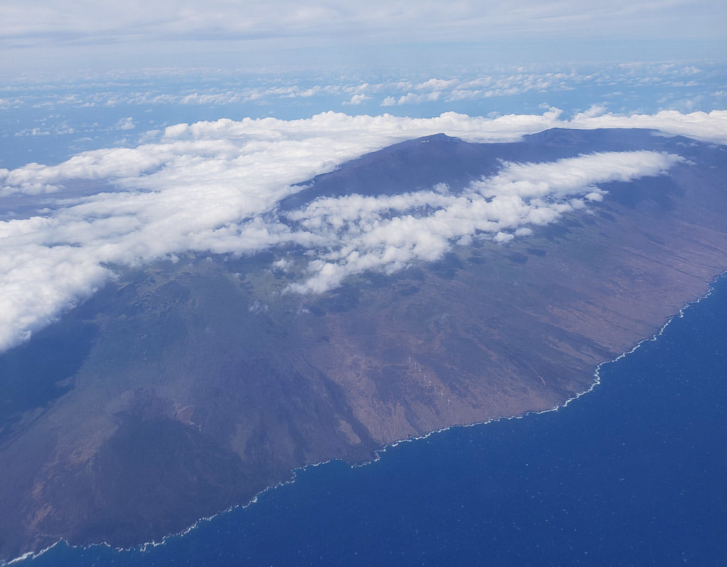 aerial view of the big island hawaii when flying in