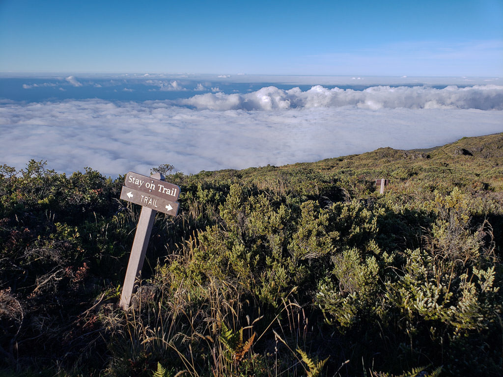 Trail sign for Halemau‘u Trail in Haleakalā National Park