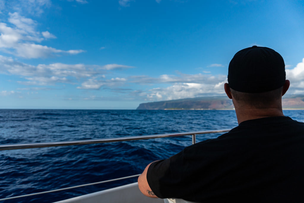 Rob looking out over the ocean on a napali coast boat tour