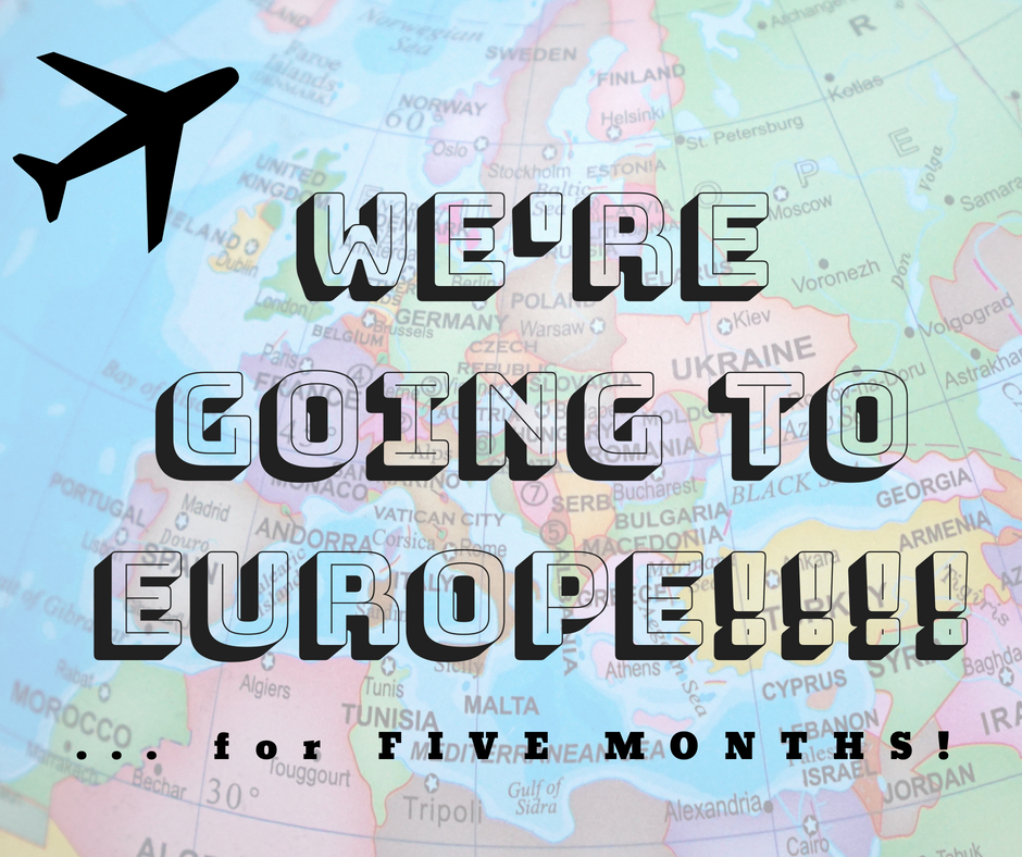 announcement that we're going to Europe for house sitting and pet sitting