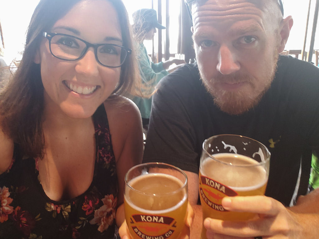 having beers at Kona Brewery in Oahu