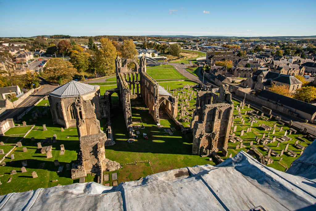 Elgin Cathedral remains from above near inverness scotland