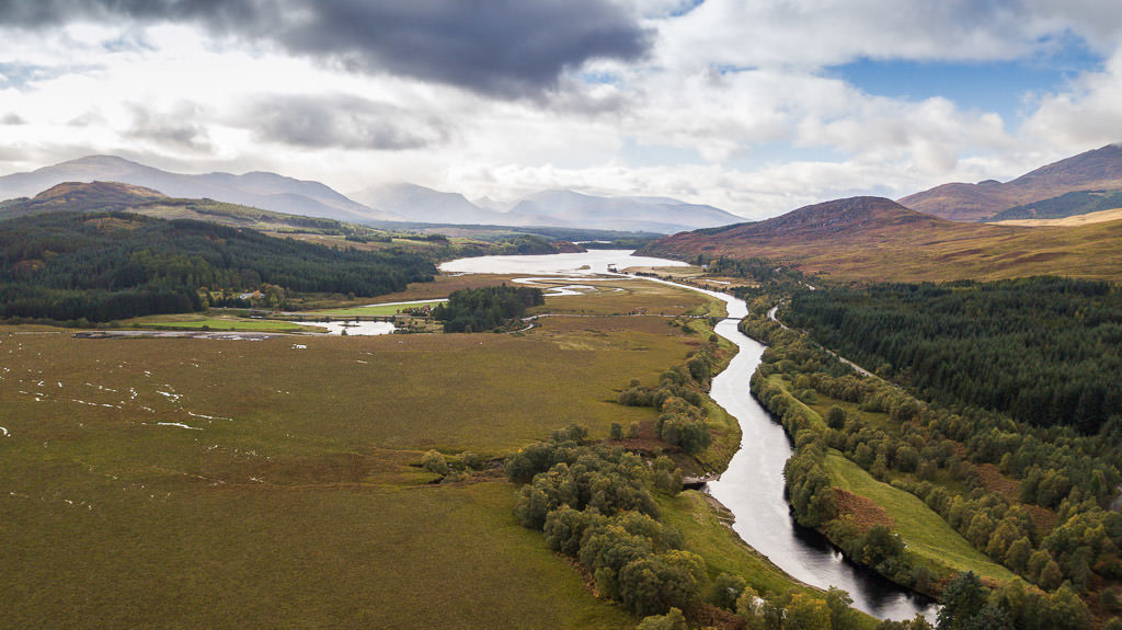 drone view in Cairngorms National Park in inverness scotland