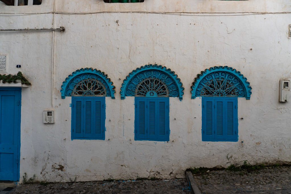 colorful windows in tangier on a day trip to Morocco