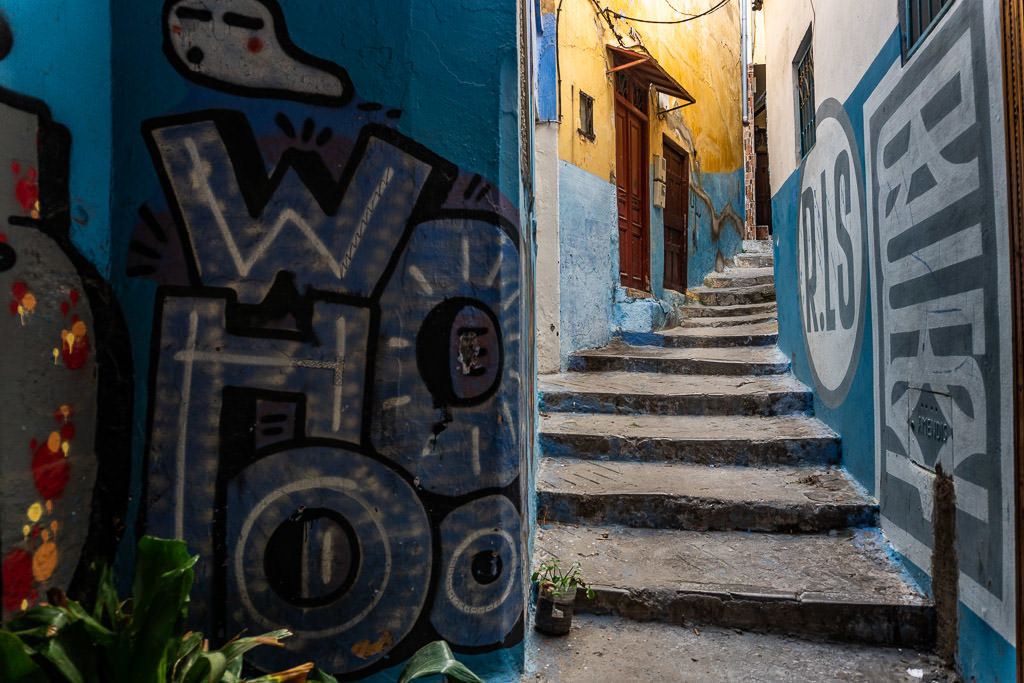 colorful street art in tangier on a day trip to Morocco