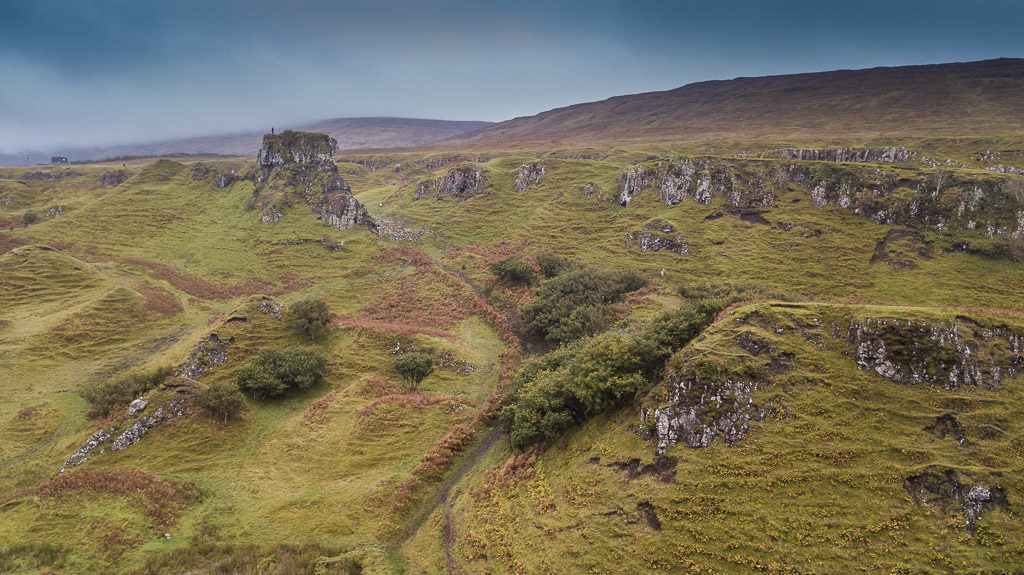 Serene and perfect landscape at Fairy Glen in the Isle of Skye in Scotland