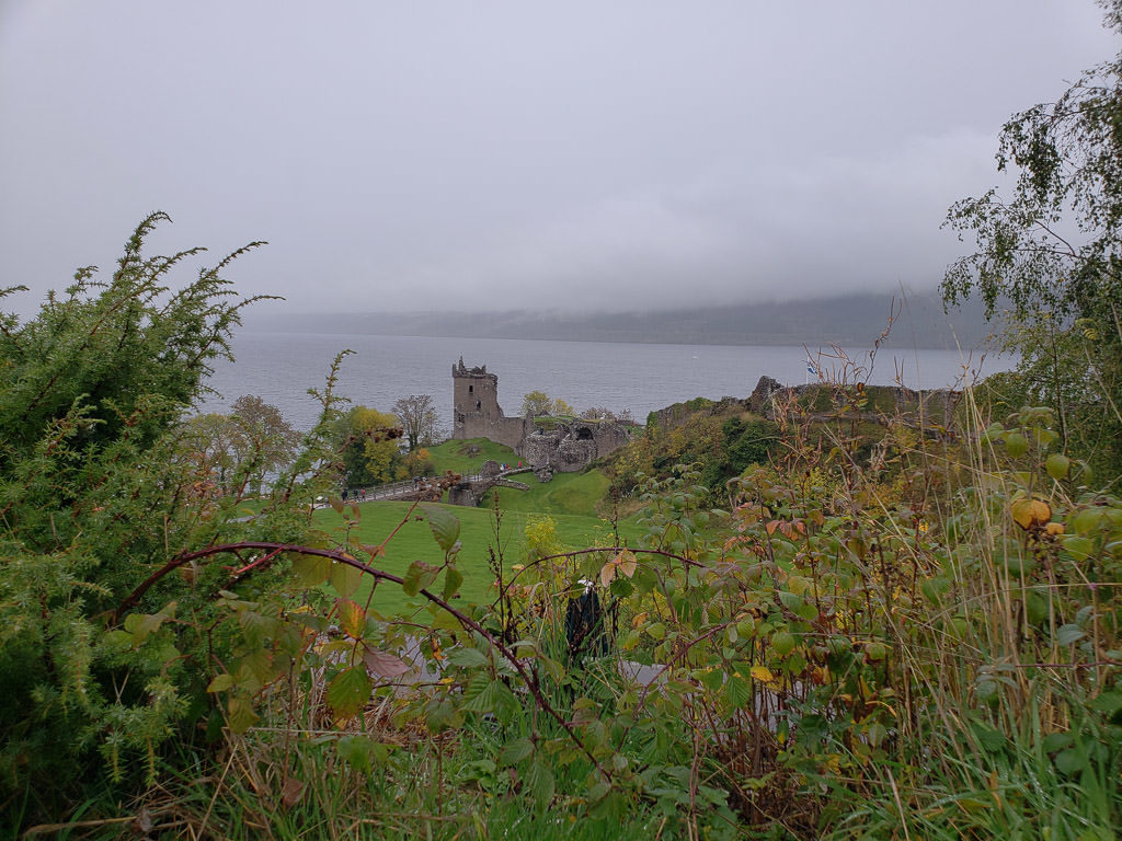 Urquhart Castle in inverness scotland on a gloomy day