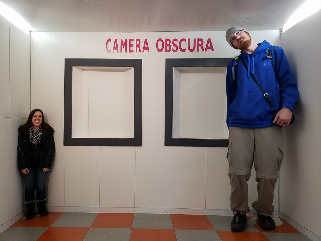 looking misproportioned at camera obscura in Edinburgh Scotland