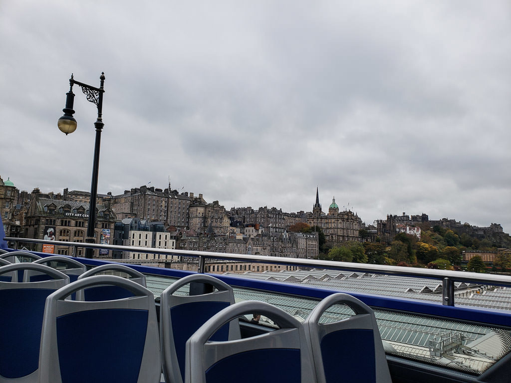 hop on hop off bus views on Edinburgh  tour in Scotland
